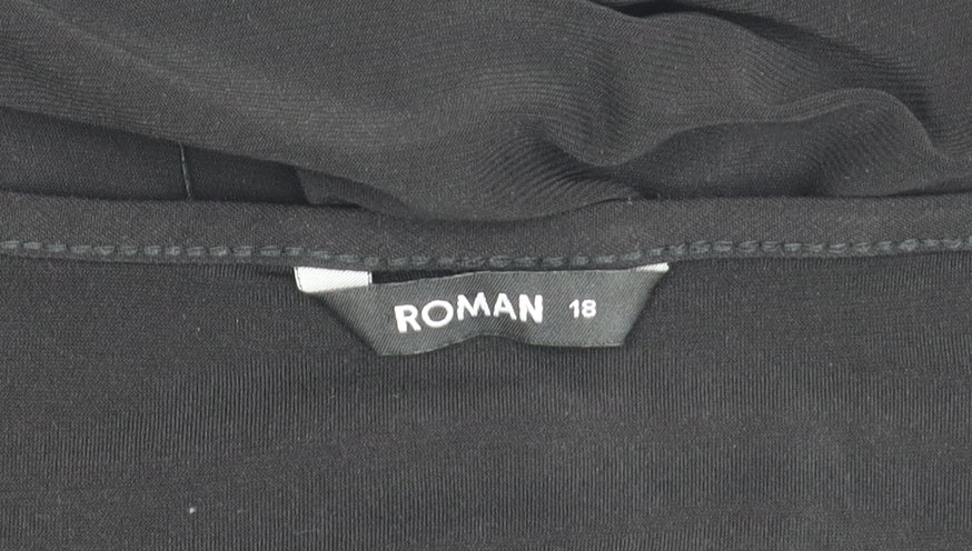 Roman Womens Black Size 18 Long Sleeve Tunic Top with Buckle