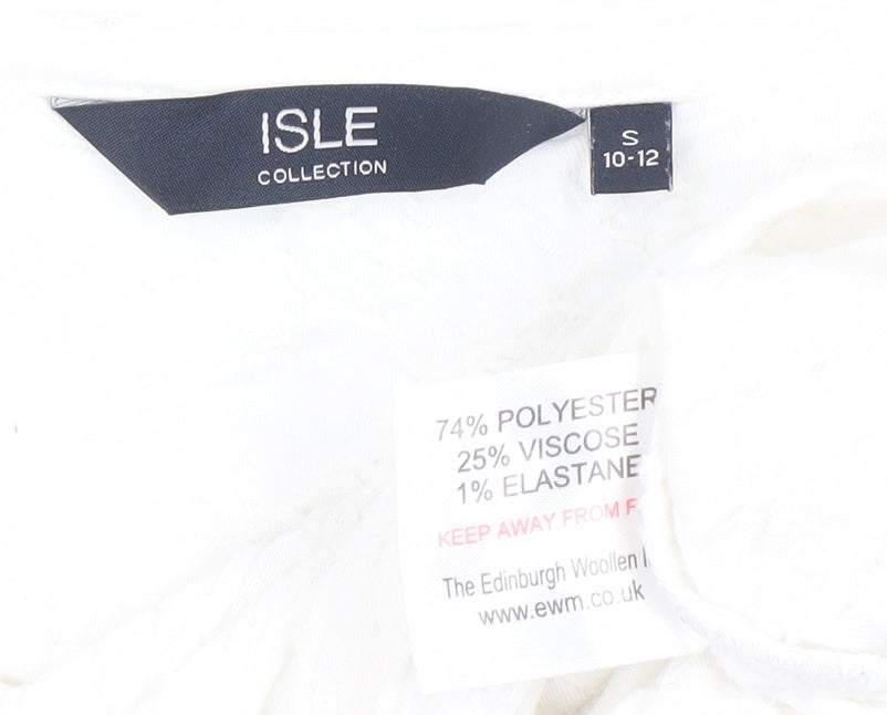 Isle Collection Womens Ivory Short Sleeve Scoop Neck T-Shirt Size 10-12