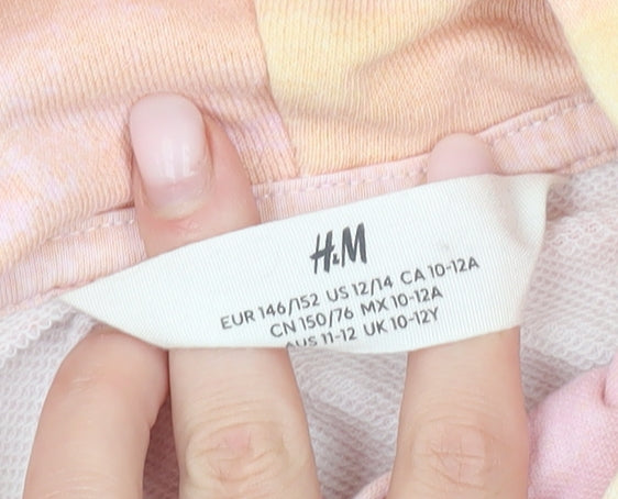 H&M Girls Multicoloured Tie Dye Pullover Hoodie 11-12 Years Cotton Blend