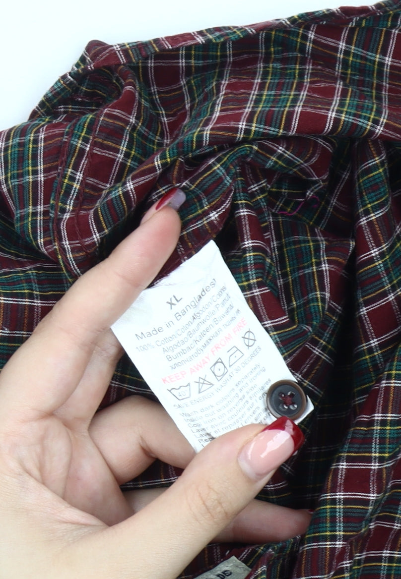 Threadbare Men's Multicoloured Plaid Cotton Button-Up Shirt XL
