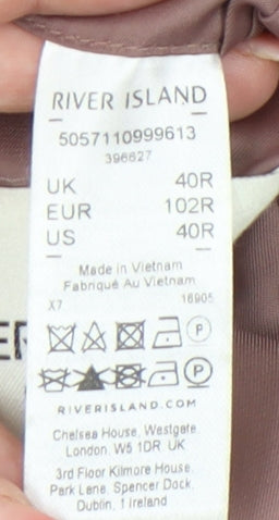 River Island Men's Grey 40R Blazer Jacket Two Button Notch Lapel