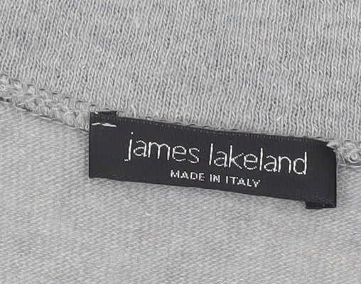 James Lakeland Women’s Grey Striped Tunic Jumper Size 14 Short Sleeve Knit