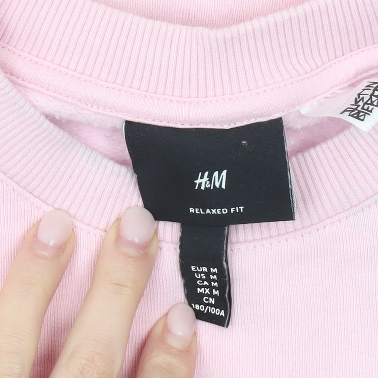 H&M Men’s Pink Justin Bieber Graphic Sweatshirt M Relaxed Fit