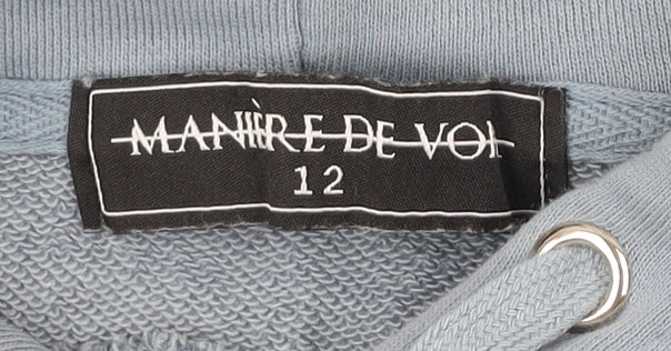 Manière De Voir Women’s Blue Pullover Hoodie Size 12 Cotton Blend