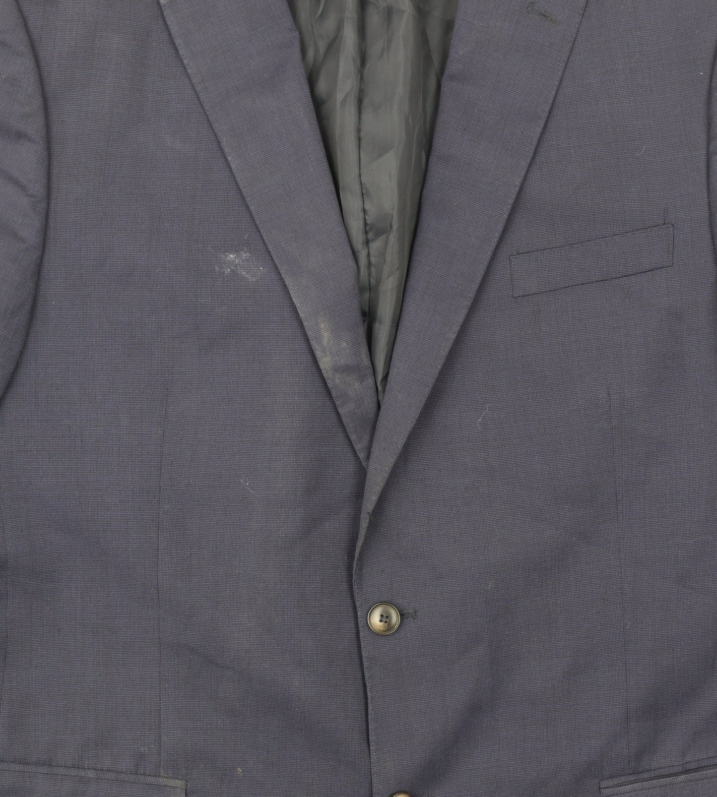 Marks and Spencer Mens Blue Blazer Jacket 44L Regular Fit Wool Blend