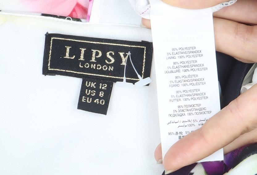 Lipsy London Women's Multicoloured Floral Bodycon Dress Size 12