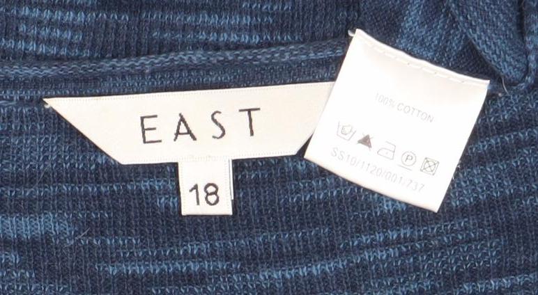 EAST Womens Blue Size 18 Tunic Blouse 100% Cotton Long Sleeve