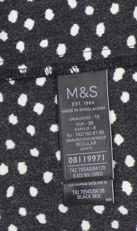 Marks and Spencer Women’s Black Polka Dot Shift Dress Size 10