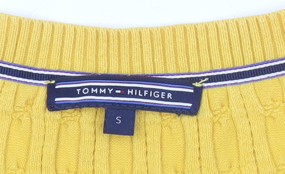 Tommy Hilfiger Womens Yellow Cotton Cardigan Jumper Size S