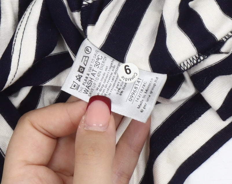 Marks and Spencer Women Black White Striped T-Shirt Size 12