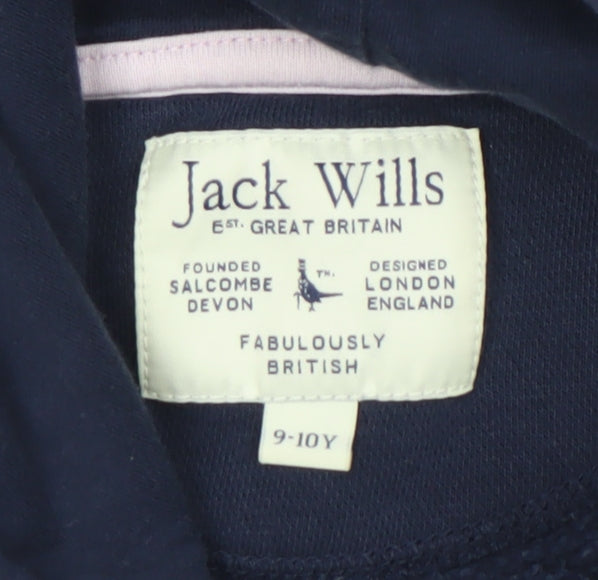 Jack Wills Girls Navy Blue Pullover Hoodie 9-10 Years Logo Graphic