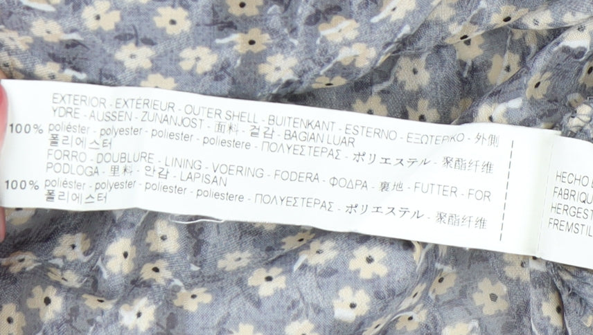 Zara Women’s Grey Floral Tunic Blouse Size 8 Long Sleeve