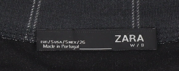 Zara Women Black Check Blouse Long Sleeve Basic Style Size S