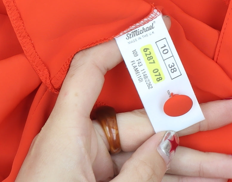 Marks and Spencer Women’s Orange Blouse Size 10 Short Sleeve Collared