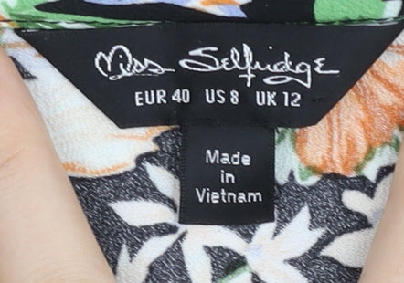 Miss Selfridge Women’s Multicoloured Floral Wrap Midi Dress Size 12