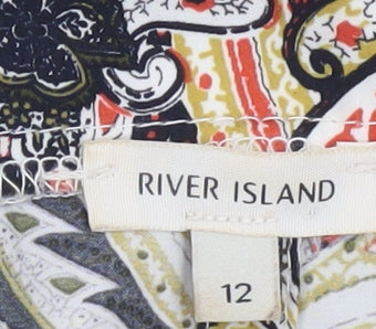 River Island Womens Multicoloured Paisley Off Shoulder Tunic Blouse Size 12