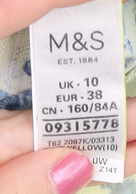 Marks and Spencer Womens Yellow Floral Sleeveless Tunic Blouse Size 10