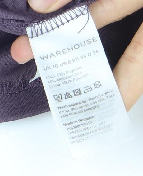 Warehouse Women Purple Size 10 Glitter Midi Slip Dress