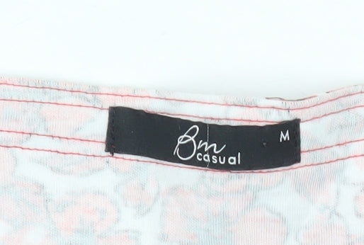Bm Casual Women’s Red Floral T-Shirt Size M Scoop Neck