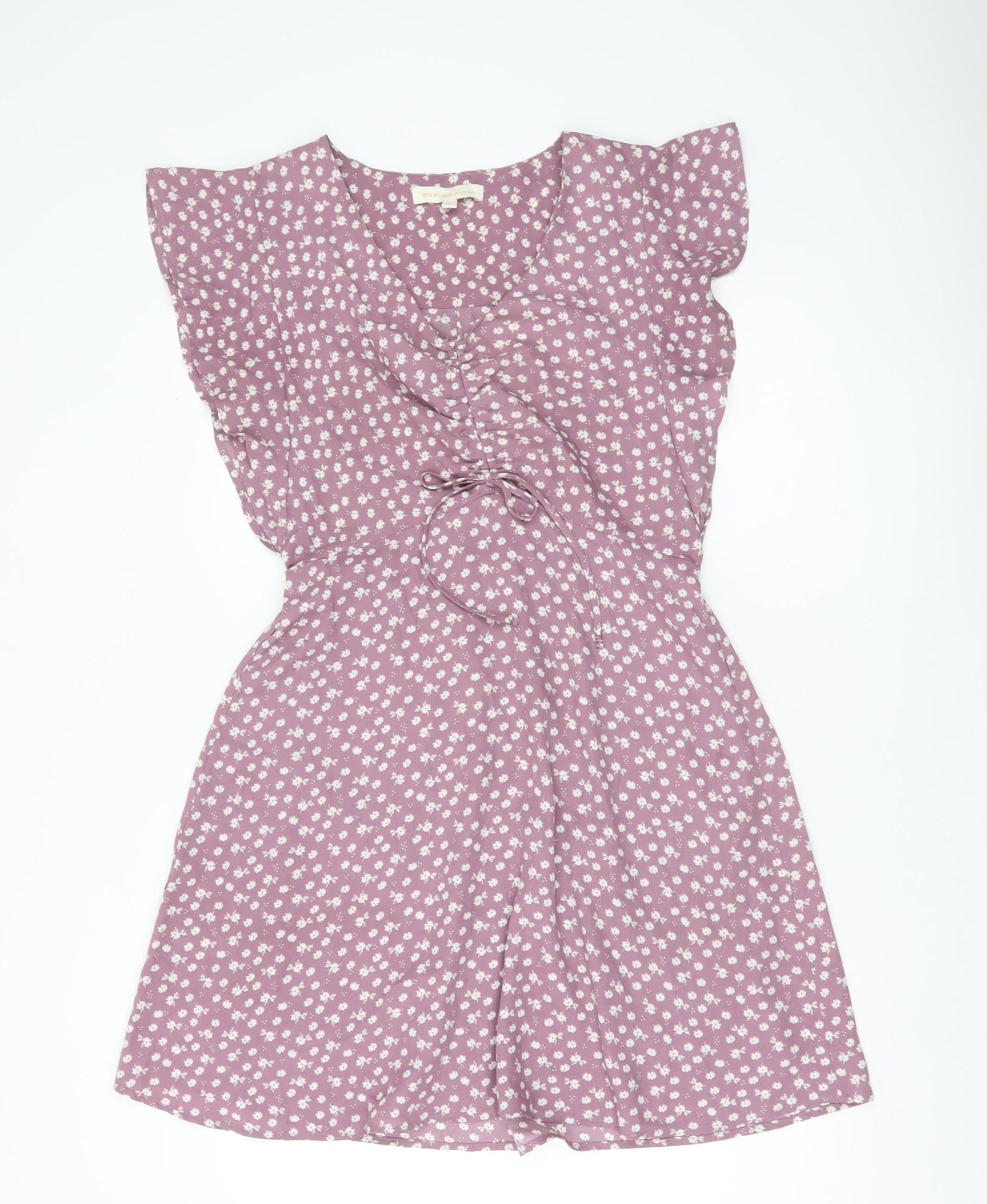 Monteau Los Angeles Women's Purple Floral A-Line Short Dress L – Preworn