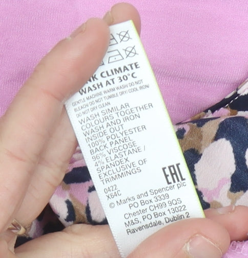 Marks and Spencer Women’s Multicolour Floral Blouse Size 14 Long Sleeve Jersey