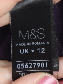 Marks and Spencer Women Purple Sheath Dress Size 12 Peplum Workwear