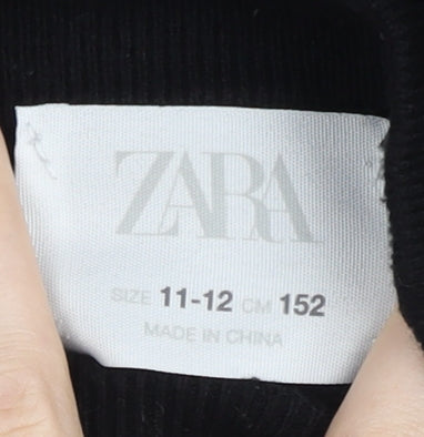 Zara Girls Black Mock Neck Pullover Jumper 11-12 Years Long Sleeve