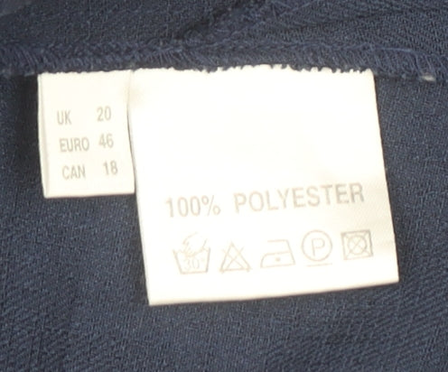 Jacques Vert Womens Blue Blouse UK 20 Button Up 3/4 Sleeve