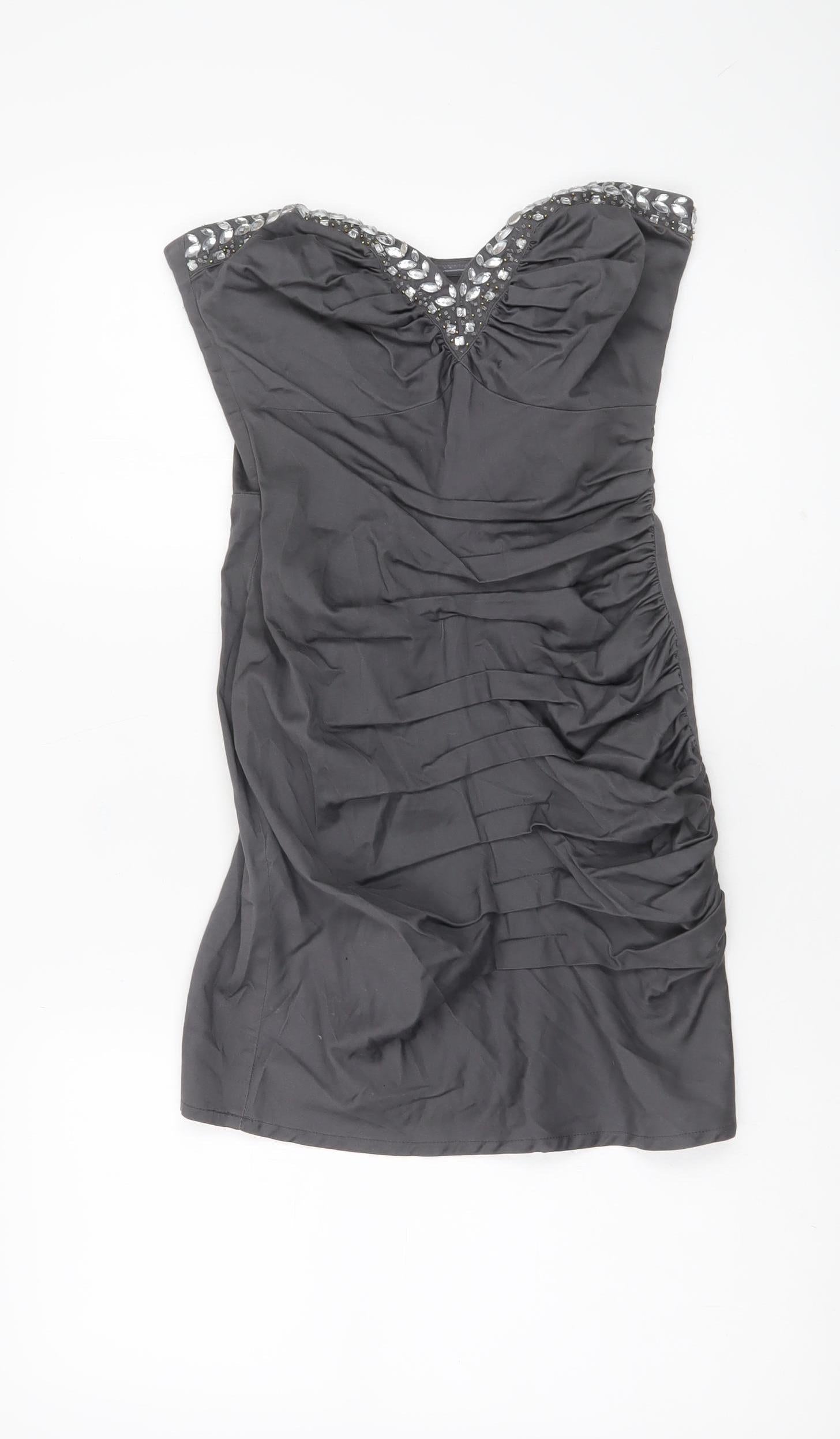 Lipsy Women's Grey Strapless Bodycon Party Dress Size 8 – Preworn
