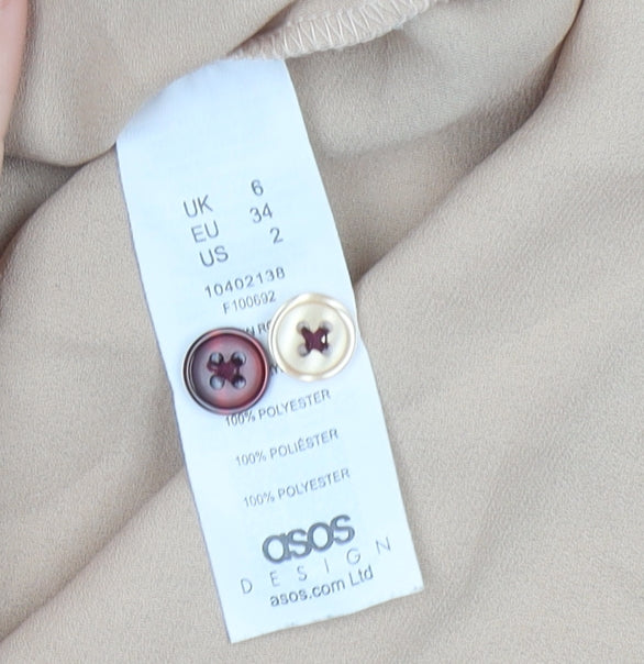 ASOS DESIGN Women’s Colourblock Beige Red Button-Up Shirt UK 6
