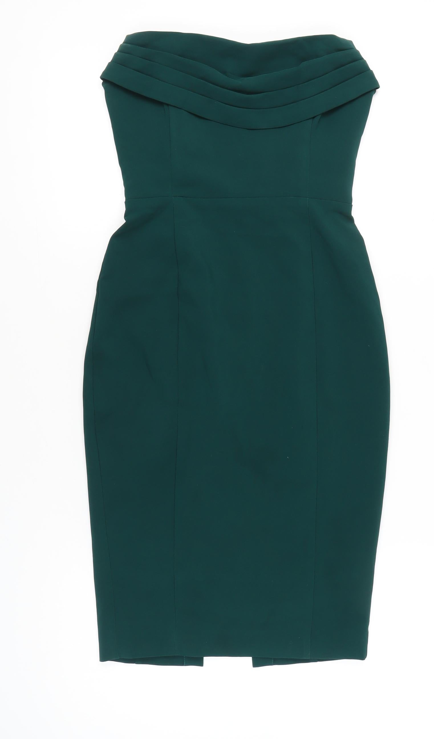 Lavish Alice Women's Green Strapless Bodycon Sheath Dress UK 8  Preworn