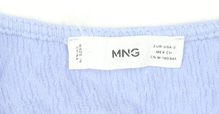MNG Women's Purple Cropped Button Blouse Long Sleeve Slim Fit S