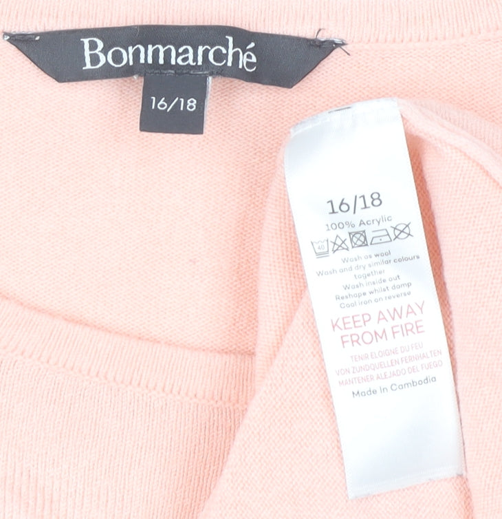 Bonmarché Womens Pink Pullover Jumper Size 16 Round Neck Long Sleeve