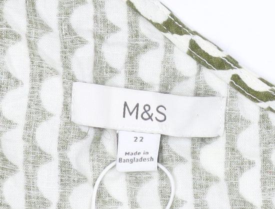 Marks and Spencer Women Green Linen Viscose One Shoulder Blouse Size 22