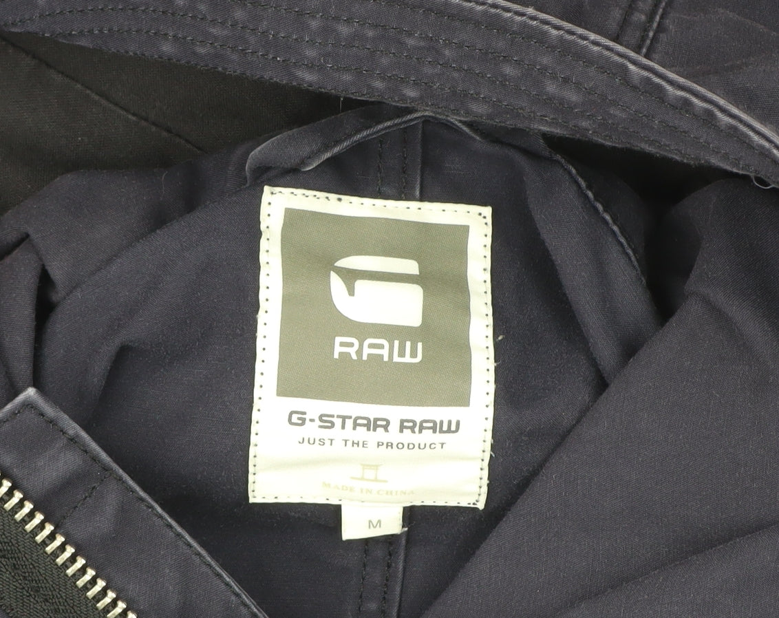 G-Star Raw Men’s Blue Cotton Parka Jacket Hooded Size M