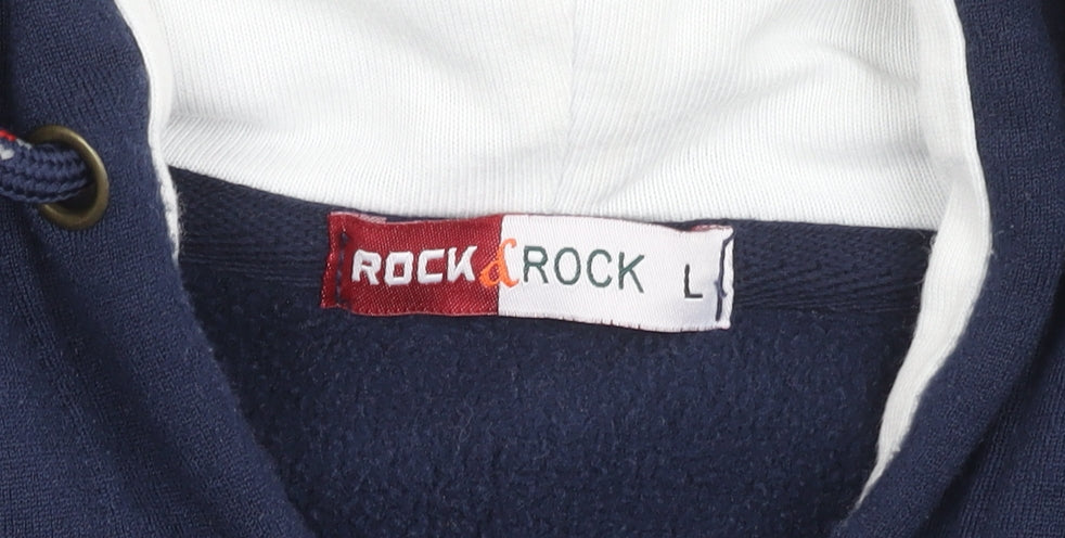 Rock & Rock Men’s L Blue Red Zip Hoodie Jacket Cotton Blend