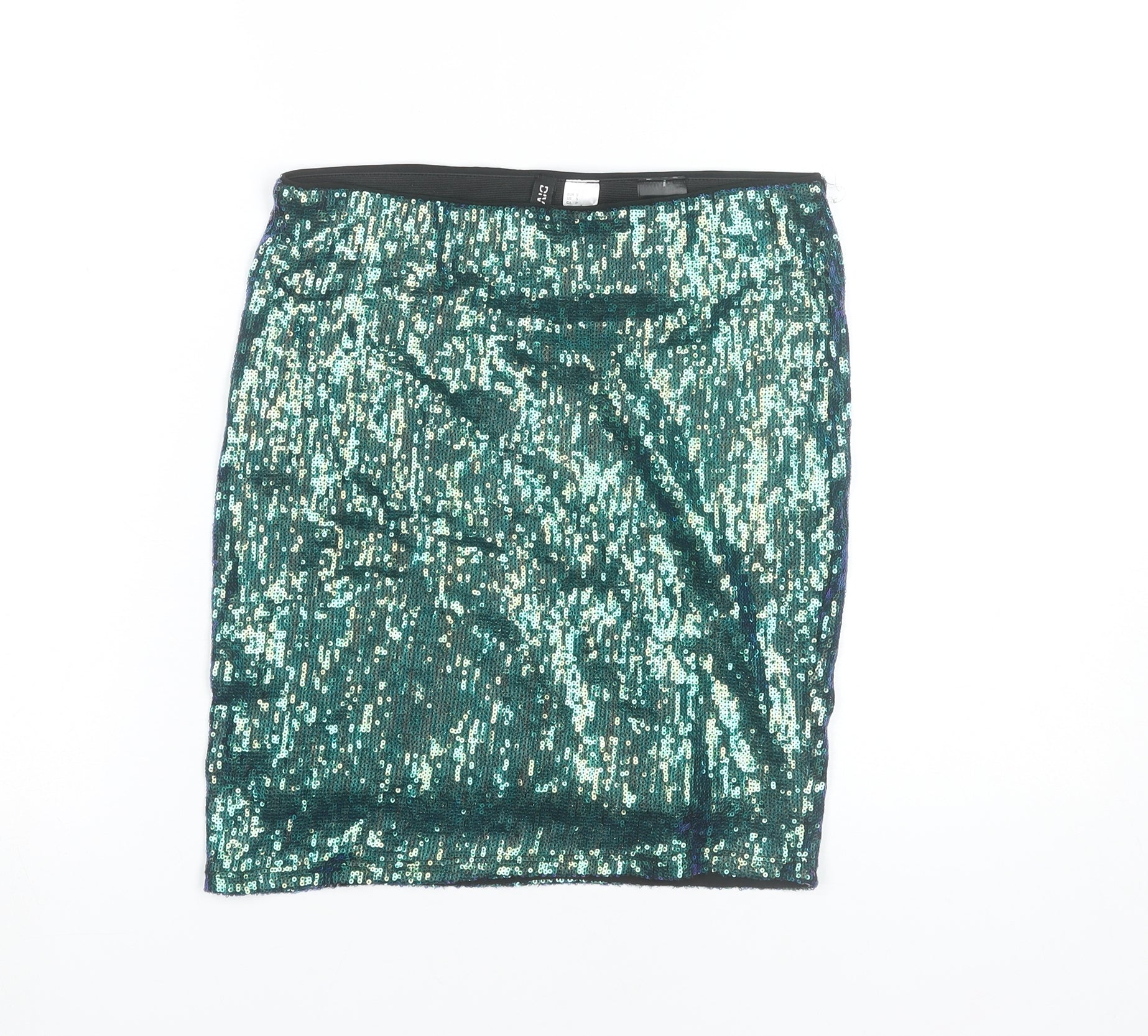 H&M Women Green Sequin Pencil Skirt Size S Party Cocktail Wear
