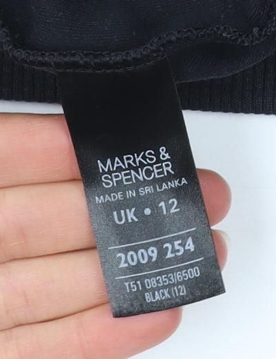 Marks and Spencer Women Black Size 12 Sweat Shorts Cotton