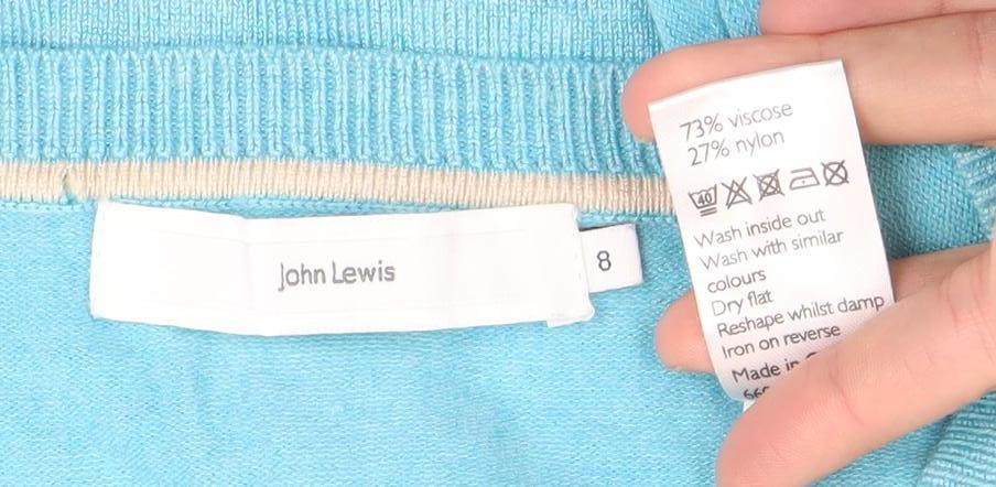 John Lewis Women’s Blue V-Neck Cardigan Size 8 Knit Long Sleeve
