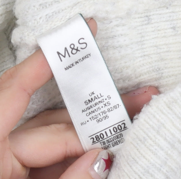 Marks and Spencer Women Grey Roll Neck Sleeveless Knit Jumper Vest S