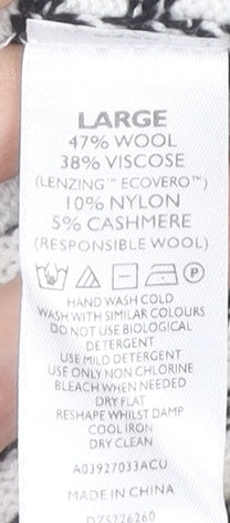 The White Company Womens L White Black Striped Collared Pullover Jumper