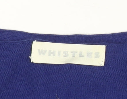 Whistles Womens Blue Size 12 Puff Sleeve V-Neck Cardigan