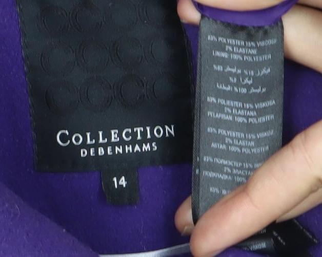 Debenhams Women’s Purple Wool Blend Mid-Length Coat Size 14