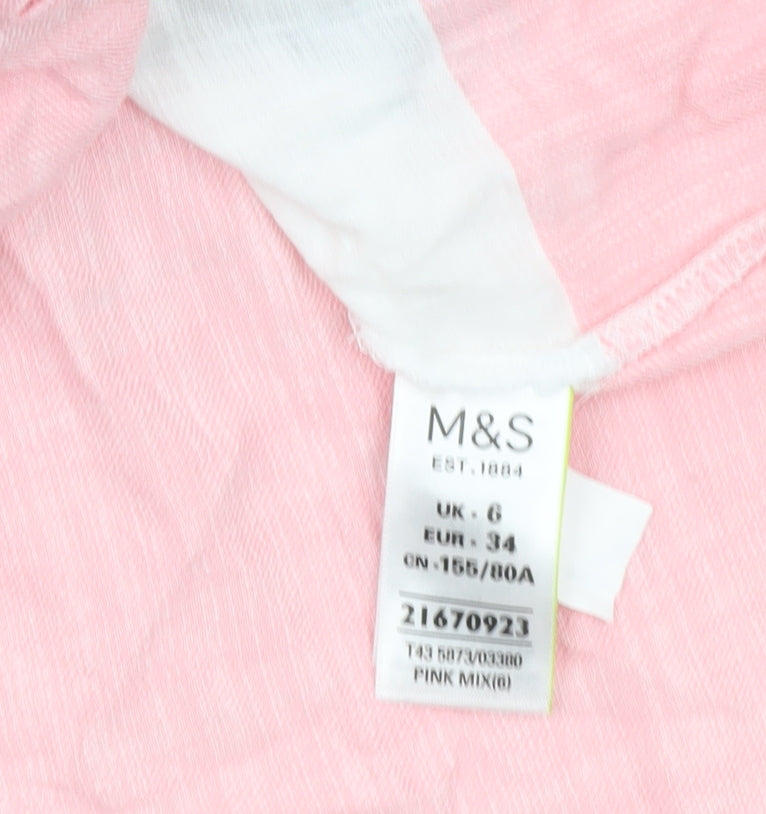 Marks and Spencer Womens Button-Up Shirt UK 6 Stripe Colourblock Cotton
