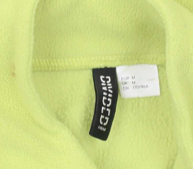 H&M Divided Womens Green Fleece Sweatshirt M 1/2 Zip Human Being Logo