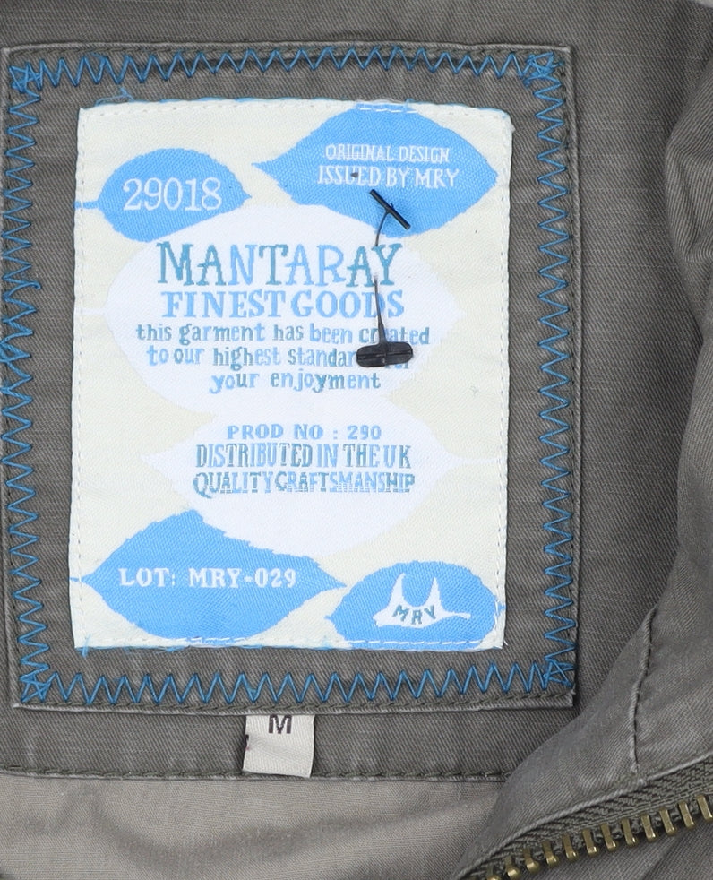 Mantaray Men's Green Military Jacket Hooded Size M Cotton Casual