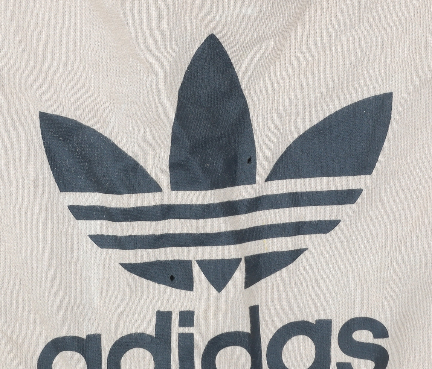 Adidas Womens Beige Sweatshirt Size 10 Crew Neck Pullover Logo Print