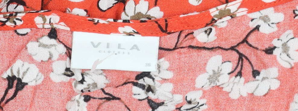 Vila Womens Red Floral Sleeveless Viscose Blouse Size 8