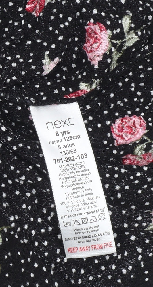 Next Girls Black Floral Polka Dot Viscose Sleeveless Playsuit Age 8 Years