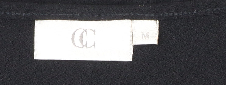 CC Women’s Black Wrap Blouse V-Neck Long Sleeve Size M